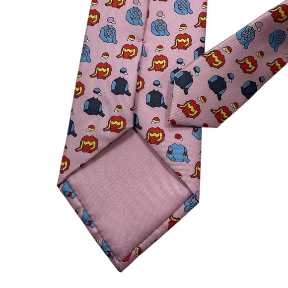 HERMÈS 5151 PA Rare Pink RACING COLORS OF THE CHAMPION Silk LUXURY Tie FRANCE - Picture 5 of 5